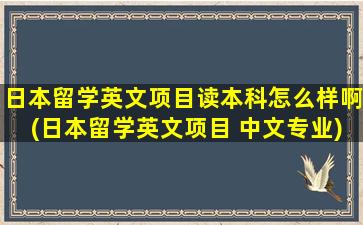 日本留学英文项目读本科怎么样啊(日本留学英文项目 中文专业)